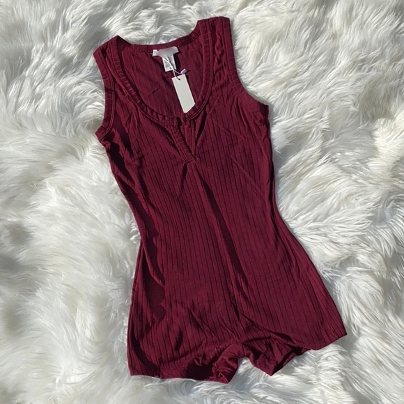 Fashion Nova Pants - Essential Burgundy Romper